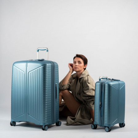 Valise Bleue 4 roues Extensible 55x35x20/24 cm Évaé | Jump® Bagages